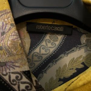 Roberto Cavalli Yellow and Black Floral Blouse